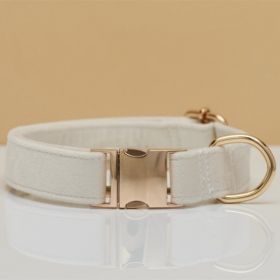 Multiple Colour Velvet Personalise Dog Collar Leash Set With Bow (Option: White-M)