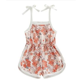 Toddler Baby Girl Clothing,floral Jumpsuit With Tie Up,jumpsuit Baby, Suspender Game Set (Option: Pink-110)